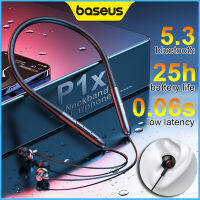 Baseus P1x หูฟังคล้องคอบลูทูธ5.3หูฟังกีฬาแบบไร้สายหูฟังพร้อมไมโครโฟนสำหรับเครื่องเล่นเกมส์เพลง Hifi ในหู