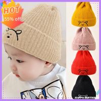 【cw】 Winter Cartoon EmbroideryBaby Hat Warm Knitted Toddler BoysCrochet Bonnet Cap Elastic Baby Photography Prop Beanie