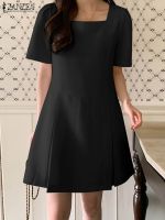 【hot】☍♛  2023 ZANZEA A Vestidos Woman Fashion Sundress Female Short Sleeve Collar Oversized