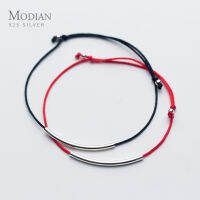 Modian Simple 2สีเชือกสำหรับผู้หญิงของแท้925เงินสเตอร์ลิงสร้อยข้อมือข้อเท้าชาติพันธุ์สไตล์แฟชั่น Fine Jewelry