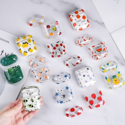 Cute Clear Earphone Case For Airpods pro 1 2 3 case Fruit Pattern Transparent Hard PC Cover For AirPods 3 2 pro Air Pods Covers Headphones Accessories