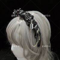 Original y2k hot girl dark gothic punk blade pin chain pleated niche personality subculture headband