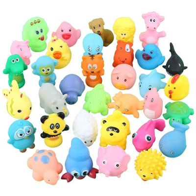 QUANIAN Funny Float Rubber Animals for Child Kid Toddler Bathroom Swimming Water Fun Floating Toys Animals Bath Toy Animal Tub Toys Fishing Net