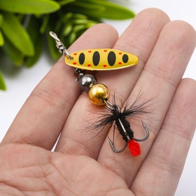 【hot】₪▩◇ 8g Artificial Bait with Feathers Spinner Fishing Treble Trout Jig Casting Sinker Simulated Accessories