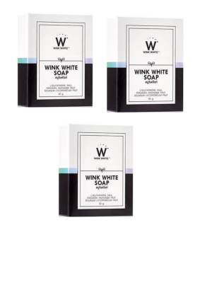 (เซต 3ก้อน)Wink White Soap สบู่วิงค์ไวท์ ผสมกลูต้า น้ำนมแพะ ช่วยทำความสะอาดผิว บำรุงผิว 80 g.