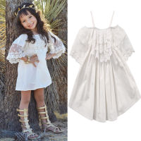 Toddler Kids Baby Big Girls Child Lace White Dress Princess Party Pageant Holiday Cute Shoulderless Dresses  by Hs2023