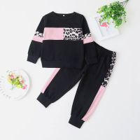 Fashion Toddler Kids Girls Leopard Print Tracksuits Spring Autumn Sports Clothes Childrens Clothing Sets Sweatshirts Tops+Pants