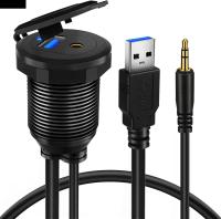 NYBHIA 3ft กันน้ำครับ สายต่อ USB 3.0 พอร์ต AUX 3.5MM แผงหน้าปัด ติดรถยนต์ล้างสาย