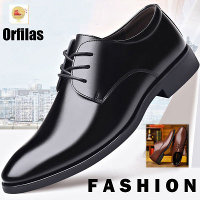 Orfilas แฟชั่นผู้ชายรองเท้าหนังผู้ชายสดใสรองเท้าหนังสุภาพบุรุษ รองเท้าหนังแบบสวมผู้ชาย รองเท้าทำงาน รองเท้าขับรถ แหลม🚛🚛