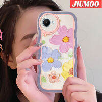 JIUMOO เคสสำหรับ Realme C30 C30s Narzo 50i Prime เคสแฟชั่นสีสันสดใสลายดอกไม้ขอบคลื่นเคสมือถือกันกระแทกแบบใสนิ่มโปร่งใสลายกล้องถ่ายรูปความคิดสร้างสรรค์เคสป้องกันซิลิกาเจล