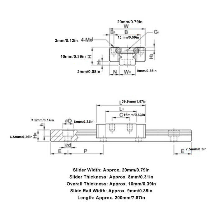 Linear Sliding Rail Guide 200mm High Load Carrying Precise Positioning