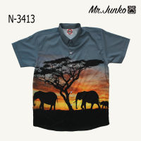 ?ส่งฟรี?เสื้อเชิ้ตชาย Mr-Junko ผ้านิ่มใส่สบายไม่ร้อน งานคุณภาพ พรีเมี่ยม ลายผ้าด้านหน้าต่อกัน N-3413