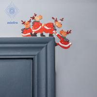 MINFEN Reindeers ไม้ตัดขอบ ซานตาคลอส กวางเอลก์ อุปกรณ์สำหรับงานรื่นเริง ของตกแต่งบ้าน อุปกรณ์ตกแต่งประตู ตกแต่งกรอบประตู เครื่องประดับคริสมาสต์