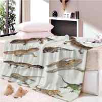 Wall fish tail standard lizard 3D warm Plush Fleece Blanket picnic sofa