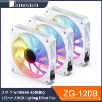 JONSBO พัดลมเคสคอมพิวเตอร์ PC ZG-120B ARGB เย็บแบบไร้สาย3 In 1 12ซม. 4PIN พัดลมไร้เสียงระบายความร้อนพัดลมระบายความร้อน CPU