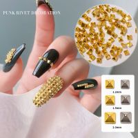 AWEI1 200ชิ้น/เซ็ต Nail Rivet Glitter 3D ผลไม่ซีดจางโลหะ Rivet ตกแต่ง Street Punk Charm สำหรับเล็บ