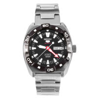 SEIKO 5 Sports Automatic นาฬิกาข้อมือผู้ชาย สายสแตนเลส หน้าปัดสีดำ รุ่น SRP285K1