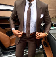 2022 Latest coat pants designs Brown men suit Slim fit elegant tuxedos Wedding business party dress Summer jacket and pants 2110