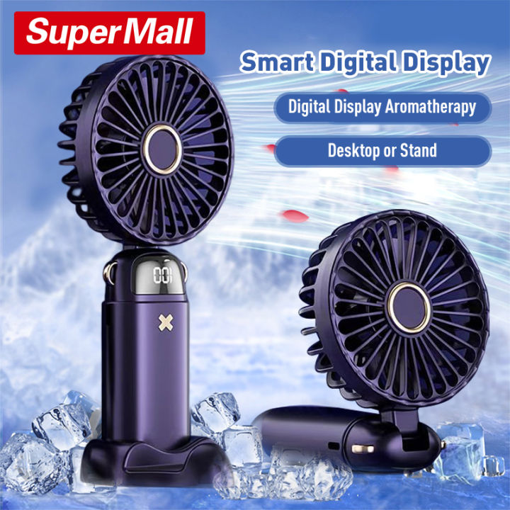 Portable Mini Fan Rechargable Handheld Fan with Battery Display 6000mAh ...