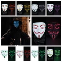 PLANED ชุดคลุมศีรษะ V for Vendetta ฮาโลวีน พีพี ไฟ LED แฟนซี ไฟเย็นแบบเบา ส่องสว่าง การตกแต่งตกแต่ง