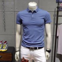 Original Mens short-sleeved POLO shirt 2023 summer new Korean style slim lapel T-shirt solid color short-sleeved top business shirt