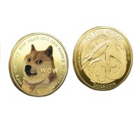 【CC】✠▩  Dogecoin Gold Doge Commemorative Coins Collection Wow Dog Pattern Souvenir Decoration Crafts Desktop Ornaments