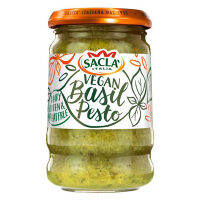 Sacla Vegan Basil Pesto 190g แซคล่า ซอสเพสโต้สำหรับพาสต้าสูตรมังสวิรัติ ขนาด 190 กรัม (4649)