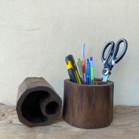 ที่ใส่ปากกา กล่องใส่ปากกา ทำจากรากไม้ ที่ใส่ปากการากไม้ กล่องใส่เครื่องเขียน ที่เสียบปากกา ที่เสียบดินสอไม้