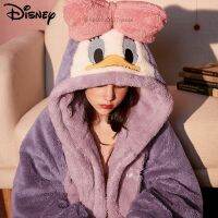 ◐ Disney Mickey Tend Pajamas Set For Women Winter Coral Velvet Nightwear Thicken Bathrobe Sleepwear Hooded Women Pyjamas Suit