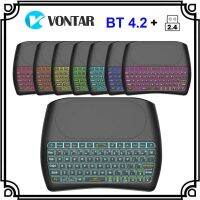 แป้นพิมพ์เรืองแสงแอร์เมาส์ไร้สายแป้นพิมพ์ขนาดเล็กแบบทัชแพดไร้สาย7สี N2.4 GHz D8รองรับ BT สำหรับคีย์บอร์ดเกมส์ PC กล่องทีวี