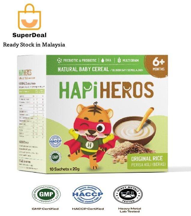 HAPIHEROS® Natural Baby Cereal Original Rice Expire May 2024 Lazada