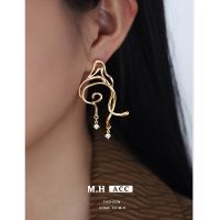 [COD] Design ear streamline earrings womens all-match niche high-end s925 needle