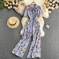 COD DSFERTEREERRE Women Korean Floral Jumpsuits Summer Slim Fashion Short Sleeve Romper