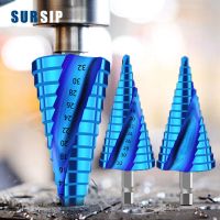 HSS Cone Drill Bit 4-12mm 4-20mm 4-32mm Solid Carbide Spiral Grooved Center Mini Drill Titanium Blue Step Drill Bit Accessories Drills Drivers