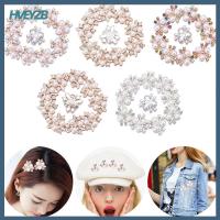 HVEYZB 10PCS งานฝีมือ DIY รูปดอกไม้ เครื่องประดับหมวก คริสตัล ปุ่ม Rhinestone กิ๊บติดผมไข่มุก คลิปหนีบหมวก กระดุมมุก