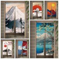 ม่านประตูห้องนั่งเล่นสไตล์ญี่ปุ่น Mt. Fuji Sakura Family Curtain ครัวห้องน้ำความเป็นส่วนตัวไฟดับ