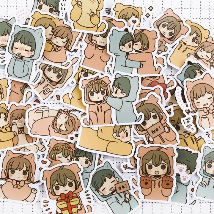 40pcs-sweet-little-couple-3-hand-cartoon-girls-boys-sticker-hand-account-cute-diy-album-girl-heart-character-decoration-stickers-labels