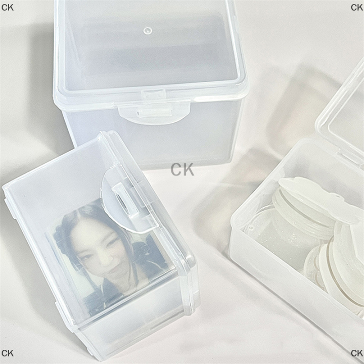 ck-กล่องเก็บรูปถ่ายสติกเกอร์ใสแบบเกาหลีที่ใส่บัตรแบบเกาหลีอุปกรณ์จัดระเบียบโต๊ะกล่องเครื่องเขียน