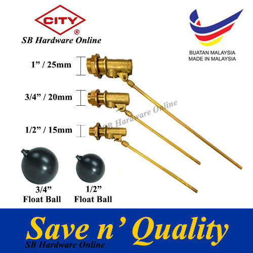 CITY BRASS FLOAT VALVE (1/2“, 3/4“, 1”) FOR WATER TANK & POLY FLOAT
