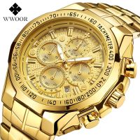 ⌚☈♤☍ WWOOR/8868 hot sale seven needle mens sports steel belt quartz waterproof watch straight