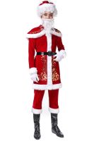 Christmas costumes adult male and female Santa Claus costume European American classical long-sleeved queen court dress partyTH