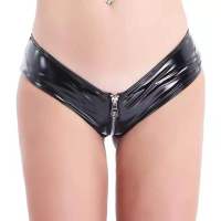 ผู้หญิงซิปเปิดเป้า Fetish กางเกงขาสั้นหนังสำหรับเพศชุดชั้นในเงางาม Crotchless Glossy Wetlook Latex กางเกงร้อนมินิ【【【【 Sexybuyer-131】