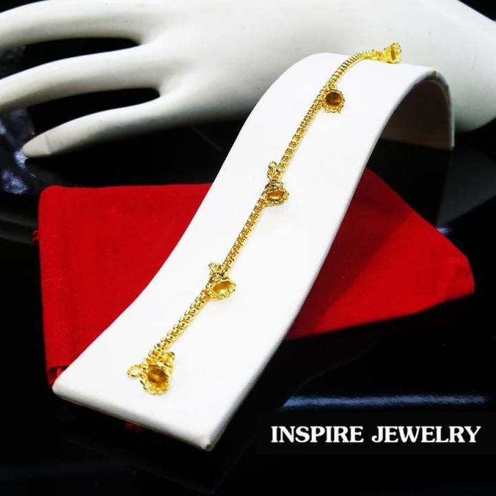 inspire-jewelry-สร้อยข้อมือทองห้อยตุ้งติ้ง-ลายกระดิ่งตอกลาย-ยาว-16-cm-ลายโบราณ-อนุรักษ์ไทย-สวยงามมาก-ปราณีต-ราคาประหยัด-ใช้ตกแต่งเสื้อผ้าไทย-หรือใส่ประดับ-ผ้าซิ่น-ผ้าถุง