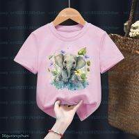 New Summer Style ChildrenS Tshirt Funny Flower Elephant Animal Print Girl T-Shirts Cute Toddler Baby Tshirts Short Sleeve Tops