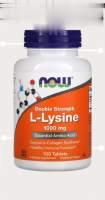 Now Foods, Double Concentrated L-Lysine, Size 1000 mg. Contains 100 Tablets.