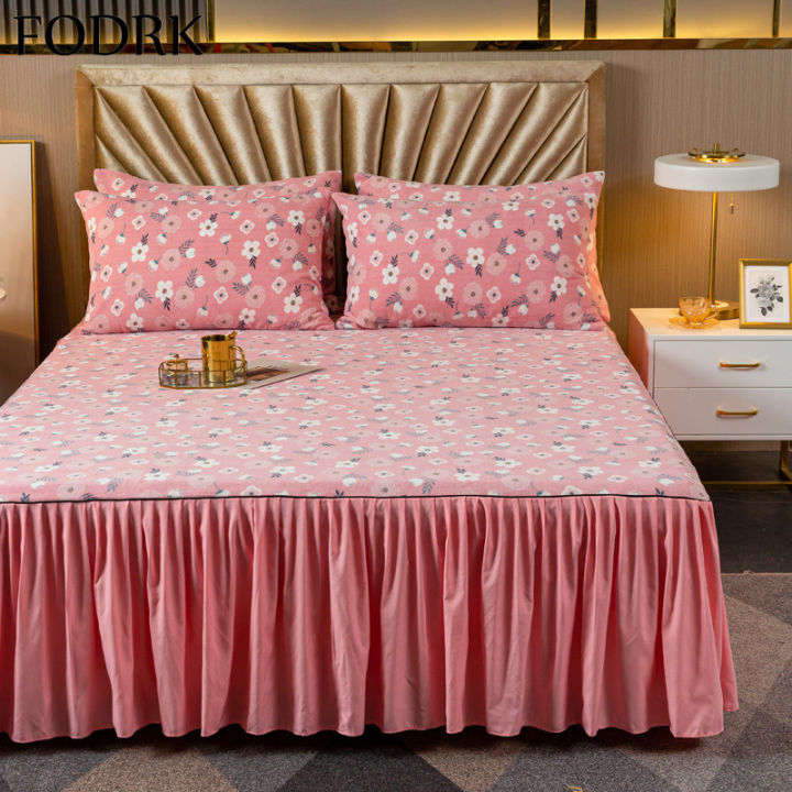 bed-sheets-mattress-covers-bedspread-the-winter-thickened-milk-crystal-velvet-one-piece-skirt-warm-sheet-coral-queen-fitted-twin