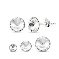 swarovski Crystal Stud earring, silver swarovski earring 925 ต่างหูเงินคริสตัลสวารอฟสกี้