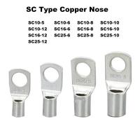 10Pcs SC10/16/25 Copper Nose Cable Lug Bolt Hole ID 5/6/8/10/12mmTinned Battery Terminals Wire Connector