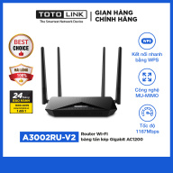 Router Wi-Fi băng tần kép Gigabit AC1200 - A3002RU-V2 - TOTOLINK thumbnail