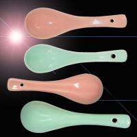 3Pcs/Set 5.12 Inch Fine Charming Ceramic Dinner Soup Spoon Ladle Milk Coffee Tea Dessert Pink Or Light Green Serving Utensils